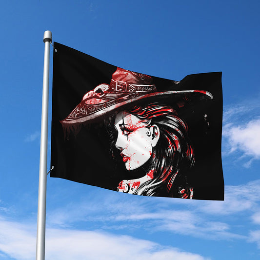 Halloween Vampire Girl Print Polyester Flag