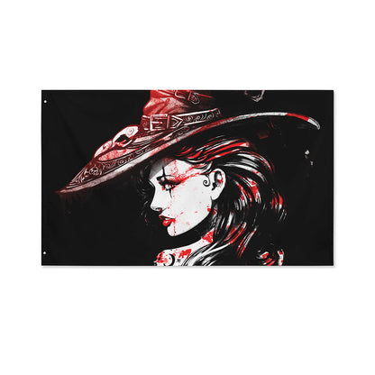 Halloween Vampire Girl Print Polyester Flag