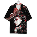 Halloween Vampire Girl Print Rayon Hawaiian Shirt