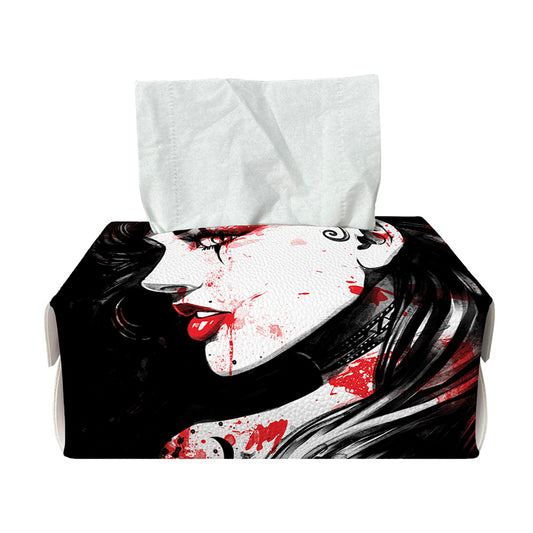 Halloween Vampire Girl Print Rectangle Tissue Box Cover