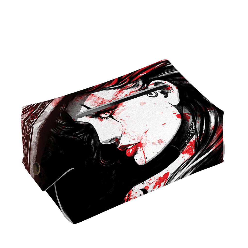 Halloween Vampire Girl Print Rectangle Tissue Box Cover