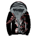 Halloween Vampire Girl Print Sherpa Lined Zip Up Hoodie