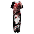 Halloween Vampire Girl Print Short Sleeve Long Nightdress