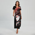 Halloween Vampire Girl Print Short Sleeve Maxi Dress