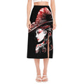 Halloween Vampire Girl Print Side Slit Midi Skirt