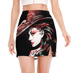 Halloween Vampire Girl Print Side Slit Mini Skirt