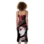 Halloween Vampire Girl Print Slim Fit Midi Cami Dress