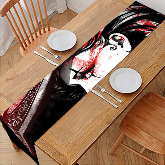 Halloween Vampire Girl Print Table Runner