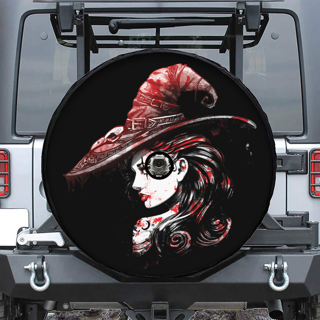 Halloween Vampire Girl Print Tire Cover With Camera Hole