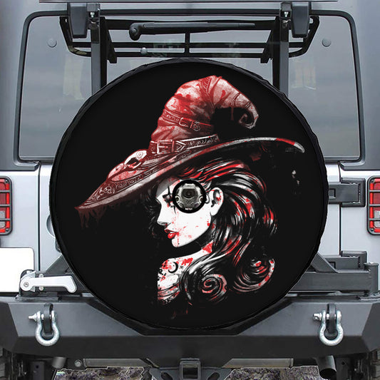 Halloween Vampire Girl Print Tire Cover With Camera Hole