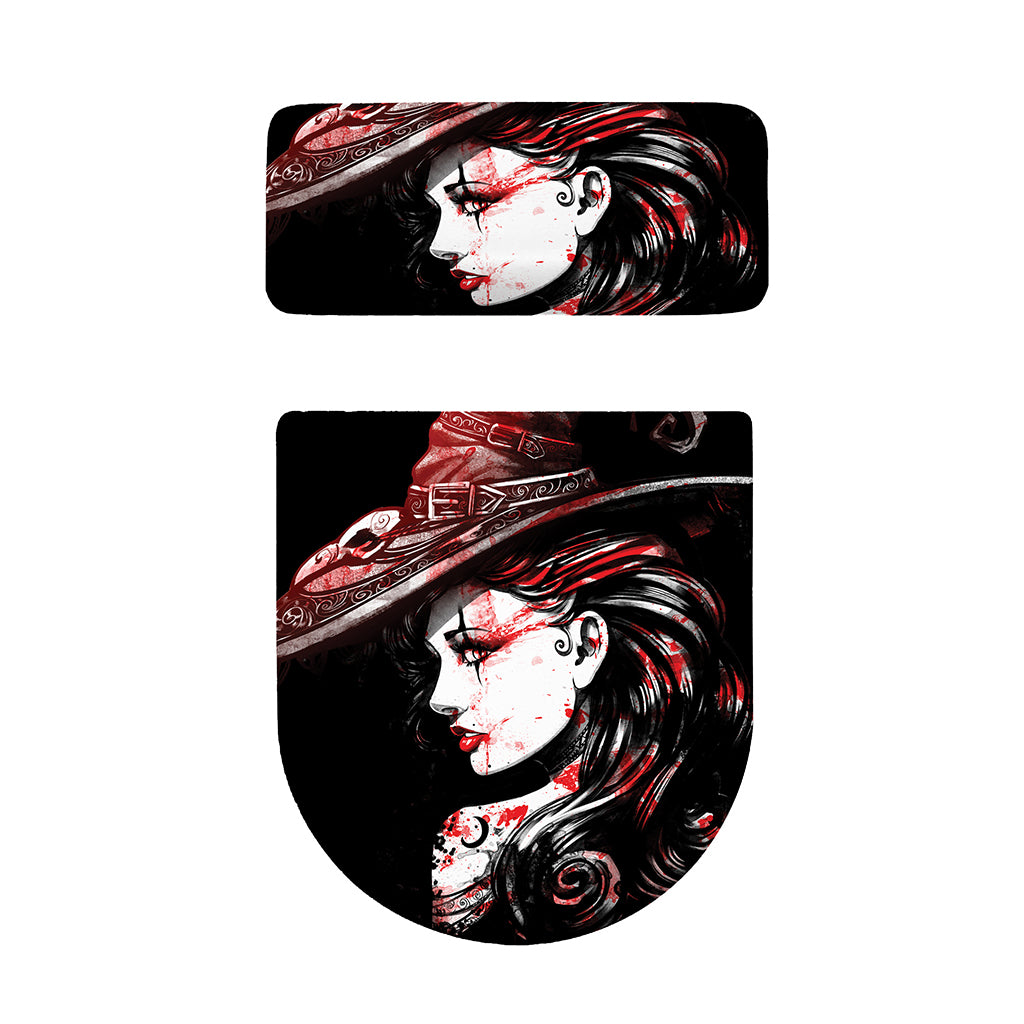 Halloween Vampire Girl Print Toilet Lid And Tank Cover Set