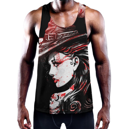 Halloween Vampire Girl Print Training Tank Top