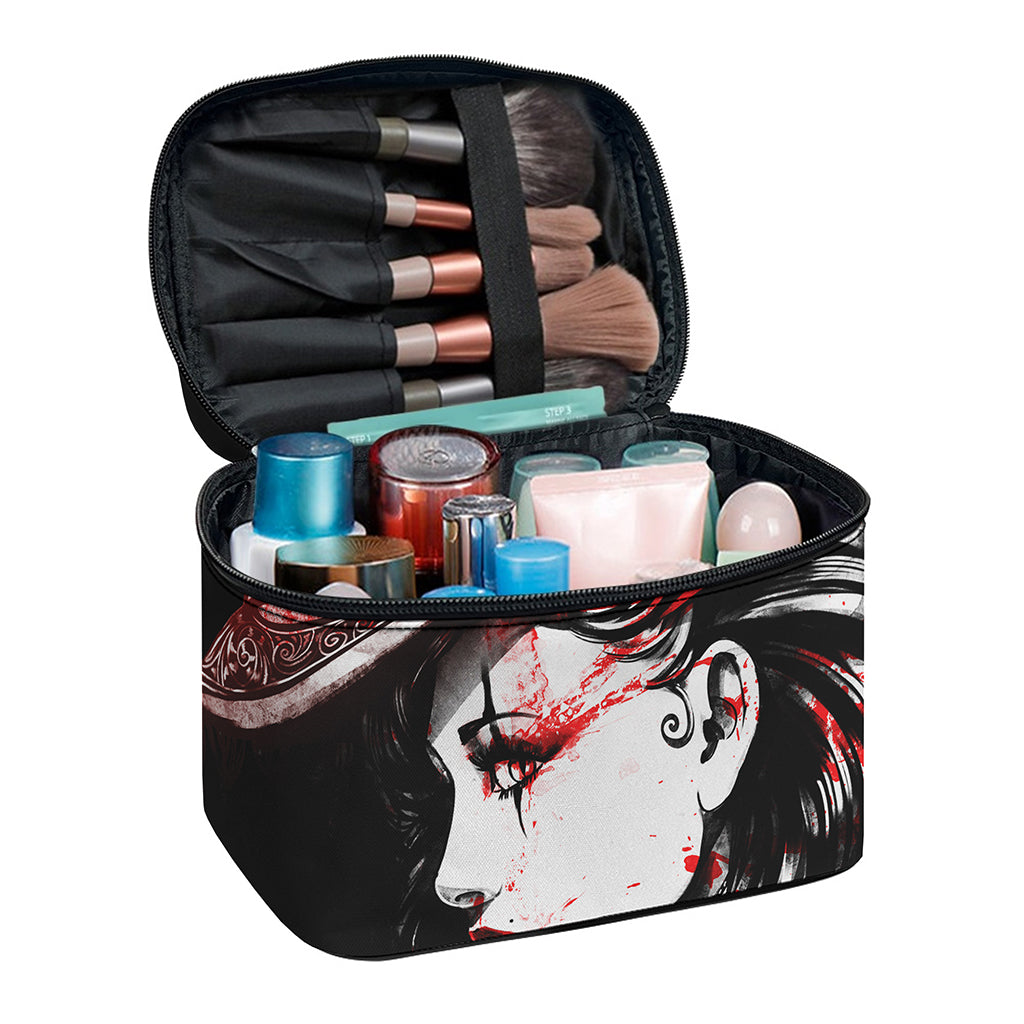 Halloween Vampire Girl Print Travel Makeup Bag