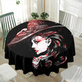 Halloween Vampire Girl Print Waterproof Round Tablecloth