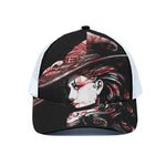 Halloween Vampire Girl Print White Mesh Trucker Cap