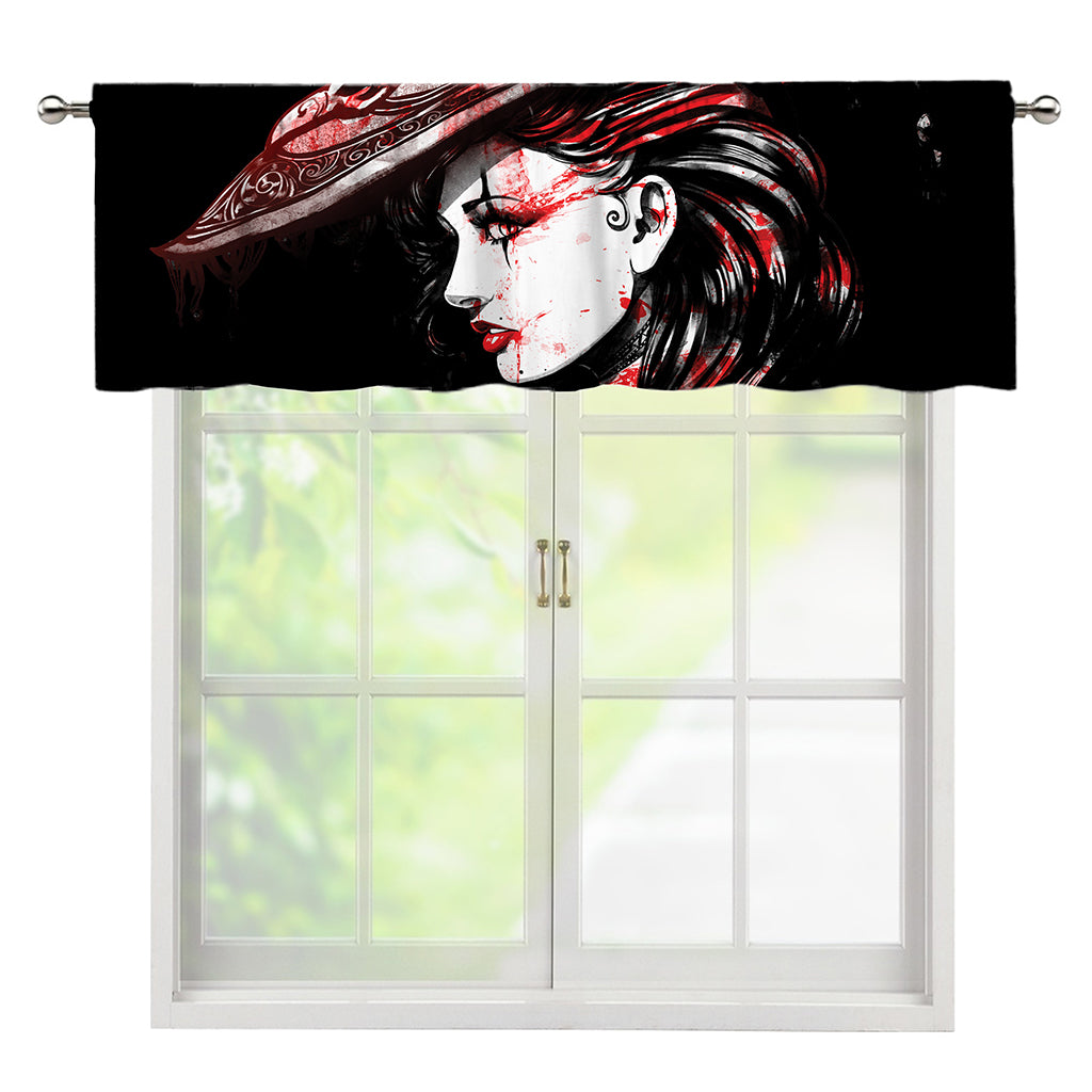 Halloween Vampire Girl Print Window Valance