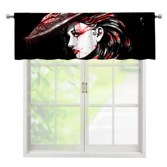 Halloween Vampire Girl Print Window Valance
