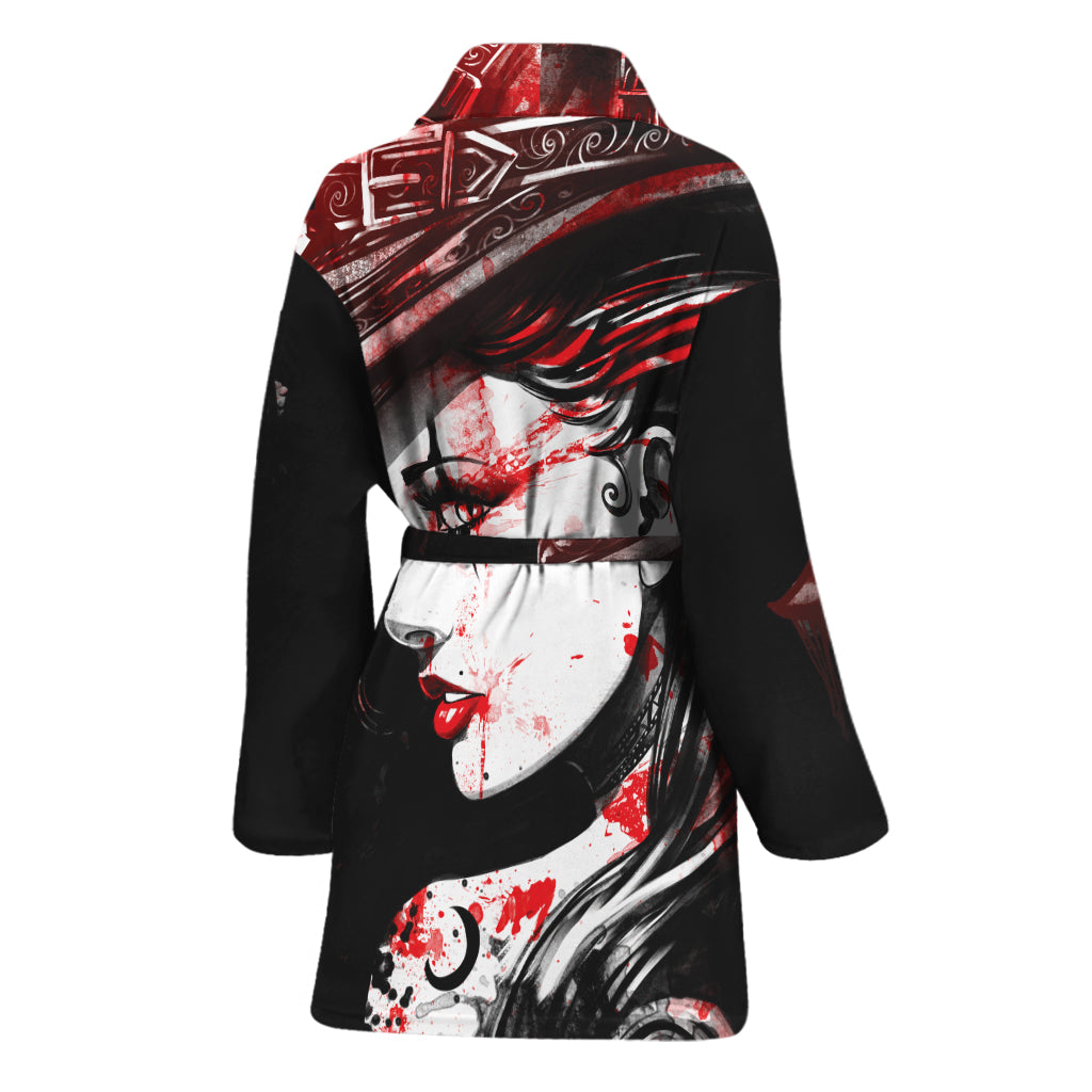 Halloween Vampire Girl Print Women's Bathrobe