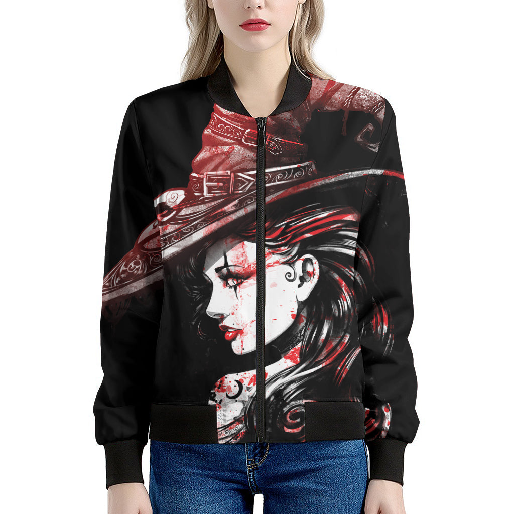 Halloween Vampire Girl Print Women's Bomber Jacket