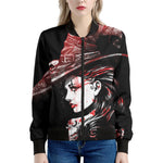 Halloween Vampire Girl Print Women's Bomber Jacket