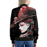 Halloween Vampire Girl Print Women's Bomber Jacket