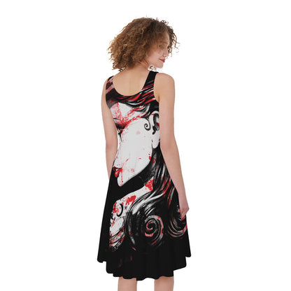 Halloween Vampire Girl Print Women's Sleeveless Dress