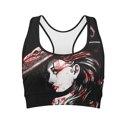 Halloween Vampire Girl Print Women's Sports Bra