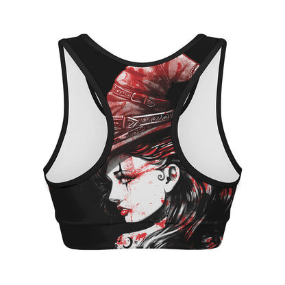 Halloween Vampire Girl Print Women's Sports Bra
