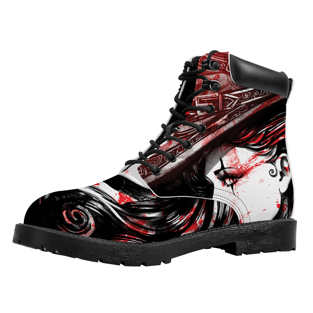 Halloween Vampire Girl Print Work Boots