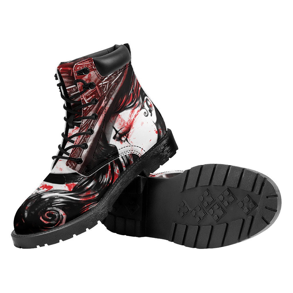 Halloween Vampire Girl Print Work Boots