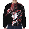 Halloween Vampire Girl Print Zip Sleeve Bomber Jacket