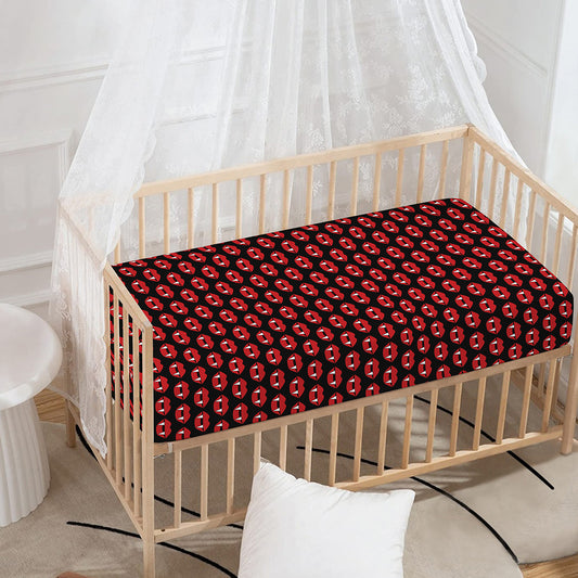 Halloween Vampire Lips Pattern Print Baby Crib Sheet