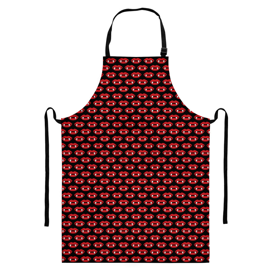 Halloween Vampire Lips Pattern Print Bib Apron With Pocket