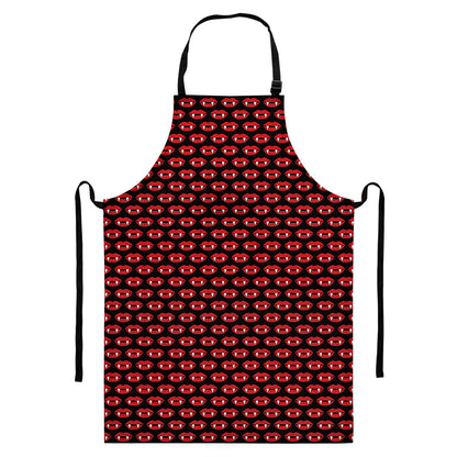 Halloween Vampire Lips Pattern Print Bib Apron With Pocket