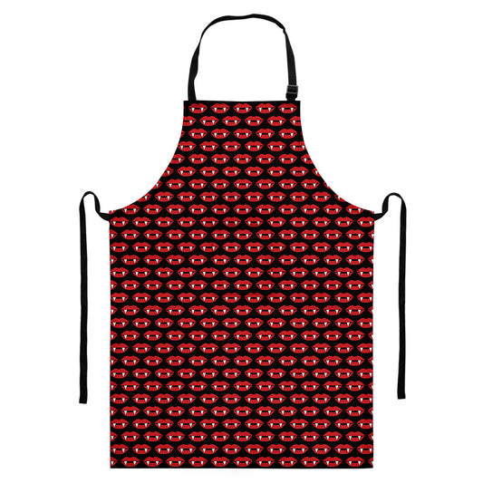 Halloween Vampire Lips Pattern Print Bib Apron With Pocket