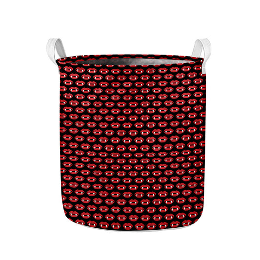 Halloween Vampire Lips Pattern Print Collapsible Laundry Basket