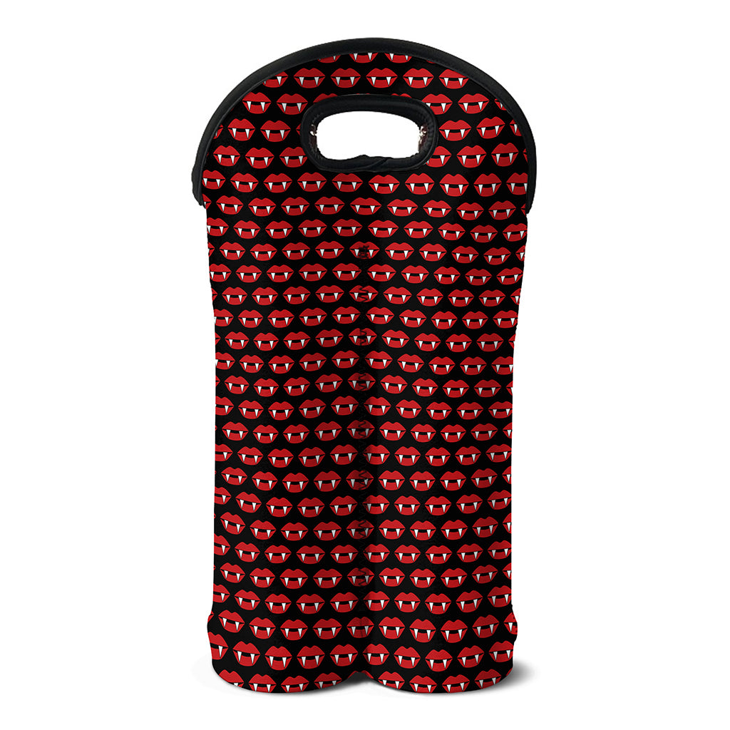 Halloween Vampire Lips Pattern Print Double Neoprene Wine Tote