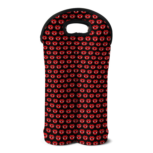 Halloween Vampire Lips Pattern Print Double Neoprene Wine Tote