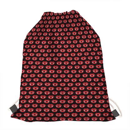 Halloween Vampire Lips Pattern Print Drawstring Bag