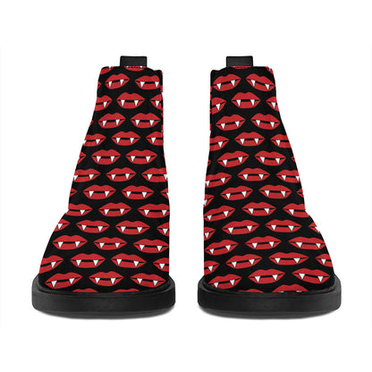 Halloween Vampire Lips Pattern Print Flat Ankle Boots