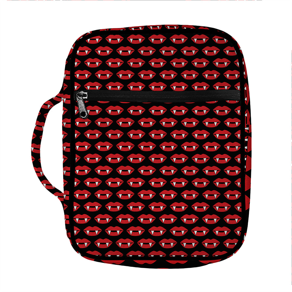 Halloween Vampire Lips Pattern Print Front Pocket Bible Bag