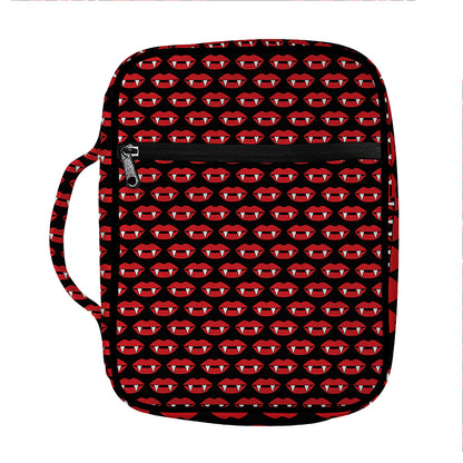 Halloween Vampire Lips Pattern Print Front Pocket Bible Bag
