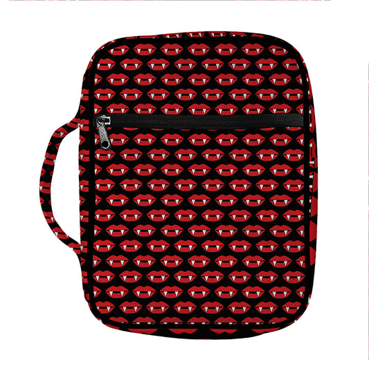 Halloween Vampire Lips Pattern Print Front Pocket Bible Bag