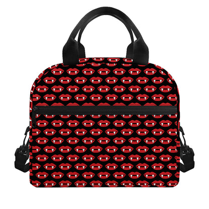 Halloween Vampire Lips Pattern Print Insulated Lunch Bag