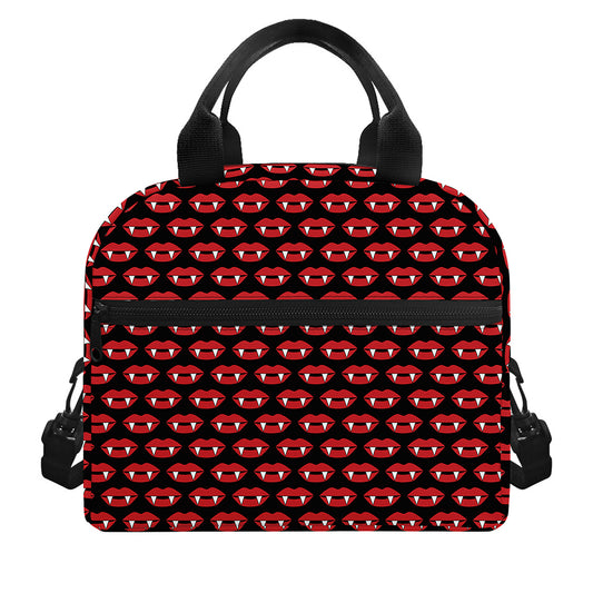Halloween Vampire Lips Pattern Print Insulated Lunch Bag
