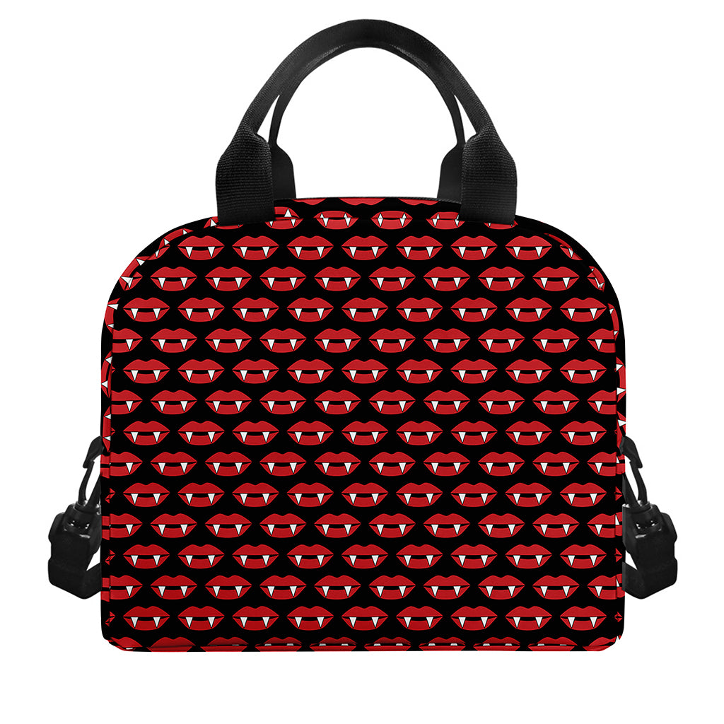 Halloween Vampire Lips Pattern Print Insulated Lunch Bag
