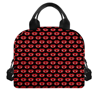Halloween Vampire Lips Pattern Print Insulated Lunch Bag