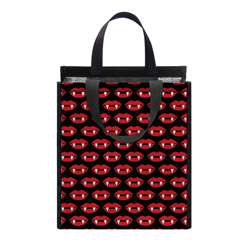 Halloween Vampire Lips Pattern Print Insulated Lunch Tote