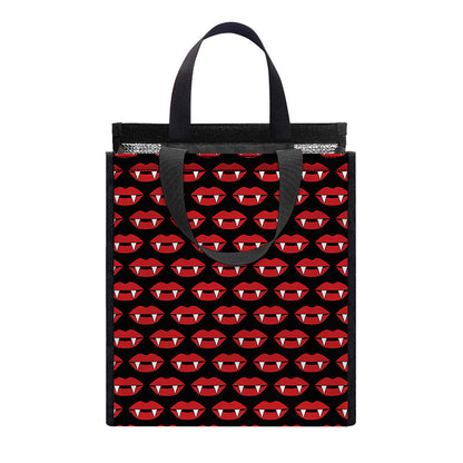 Halloween Vampire Lips Pattern Print Insulated Lunch Tote
