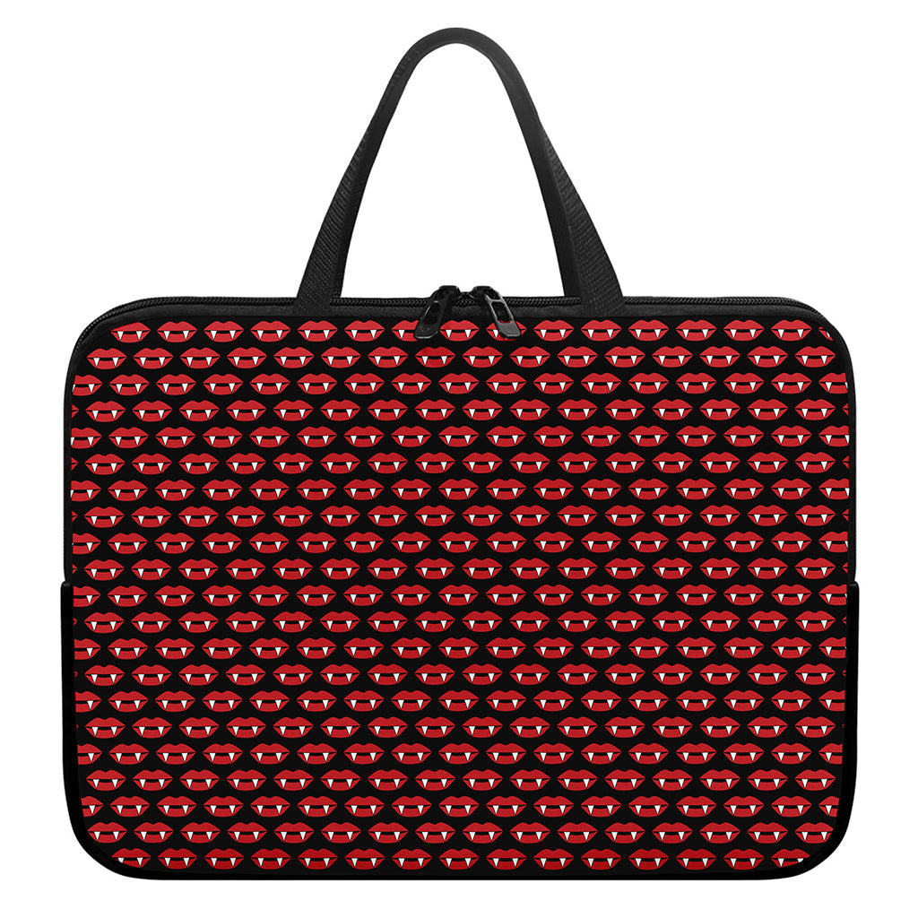 Halloween Vampire Lips Pattern Print Laptop Sleeve With Handle